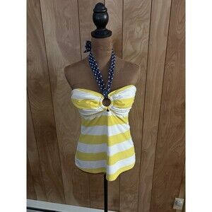 Tommy Hilfiger Swimwear Swim Women’s Yellow Striped Top Size 10 EUC